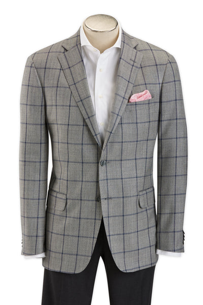 picture of Modern Fit Grey with Navy Windowpane Sport Coat