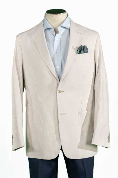 Men’s Sport Coat, Tan Seersucker, Modern Cut