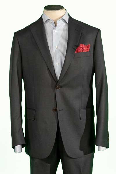 Men's Flat Front Pant Nested Suit Classic Cut - CHARCOAL - 100% WOOL SUPER 150'S