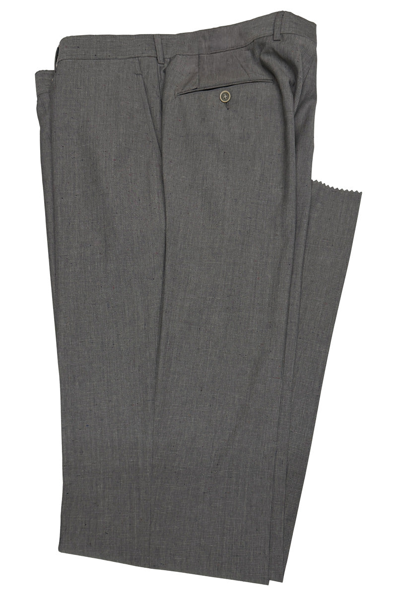 Men's Flat Front Pant Modern Cut - LT GREY DONEGAL - 100% WOOL SUPER 110'S