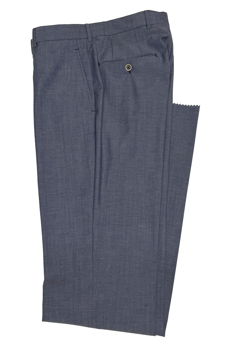 Men's Flat Front Pant Modern Cut - BLUE DONEGAL - 100% WOOL SUPER 110'S