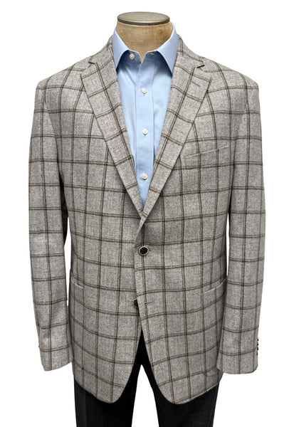 picture of Men's Sport Coat Modern Cut - LT GREY W'PANE - 94/6 WOOL/CASHMERE