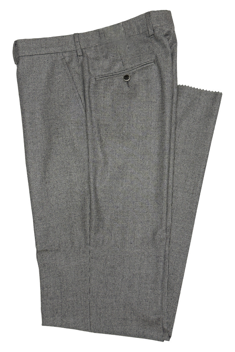 Men's Flat Front Pant Modern Cut - GREY CHECK - 100% WOOL SUPER 110'S