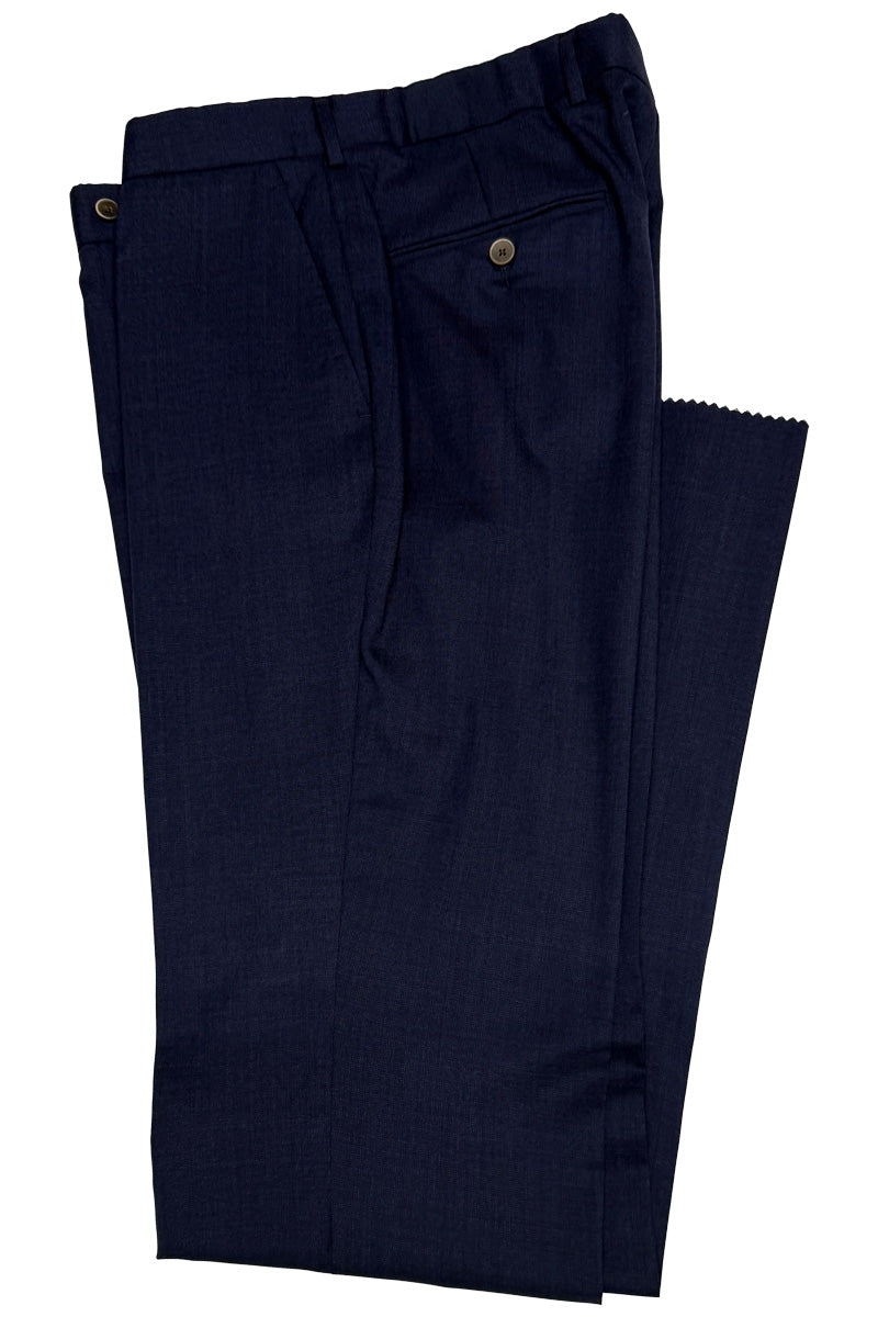 Men's Flat Front Pant Modern Cut - BLUE - 100% WOOL NATURAL STRETCH