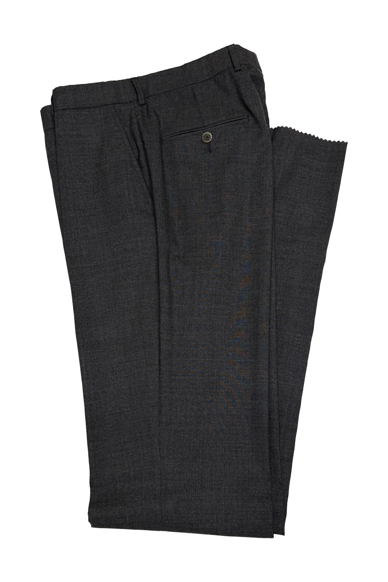 Men's Flat Front Pant Modern Cut - GREY - 100% WOOL NATURAL STRETCH