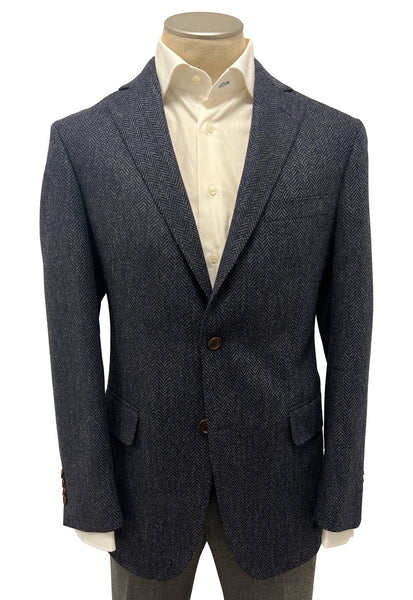 picture of Men's Sport Coat Modern Cut - BLUE HERRINGBONE - 100% WOOL