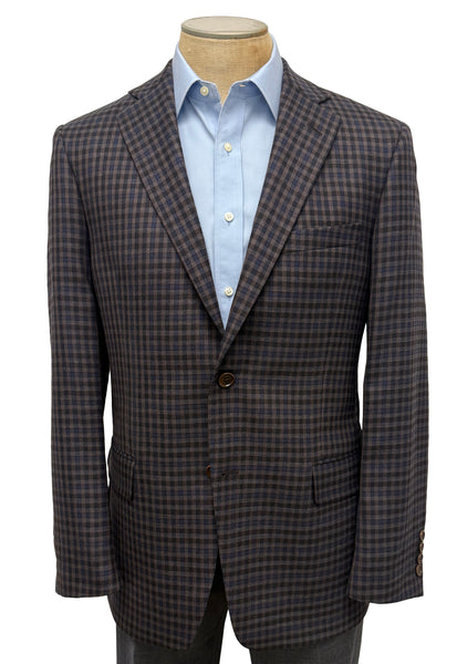 picture of Men's Sport Coat Modern Cut - BLUE/BROWN CHECK - 100% WOOL
