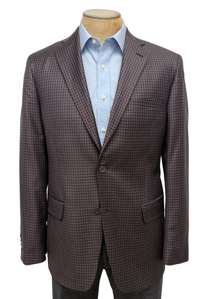 picture of Men's Sport Coat Classic Cut - PLUM CHECK - 100% WOOL SUPER 130'S