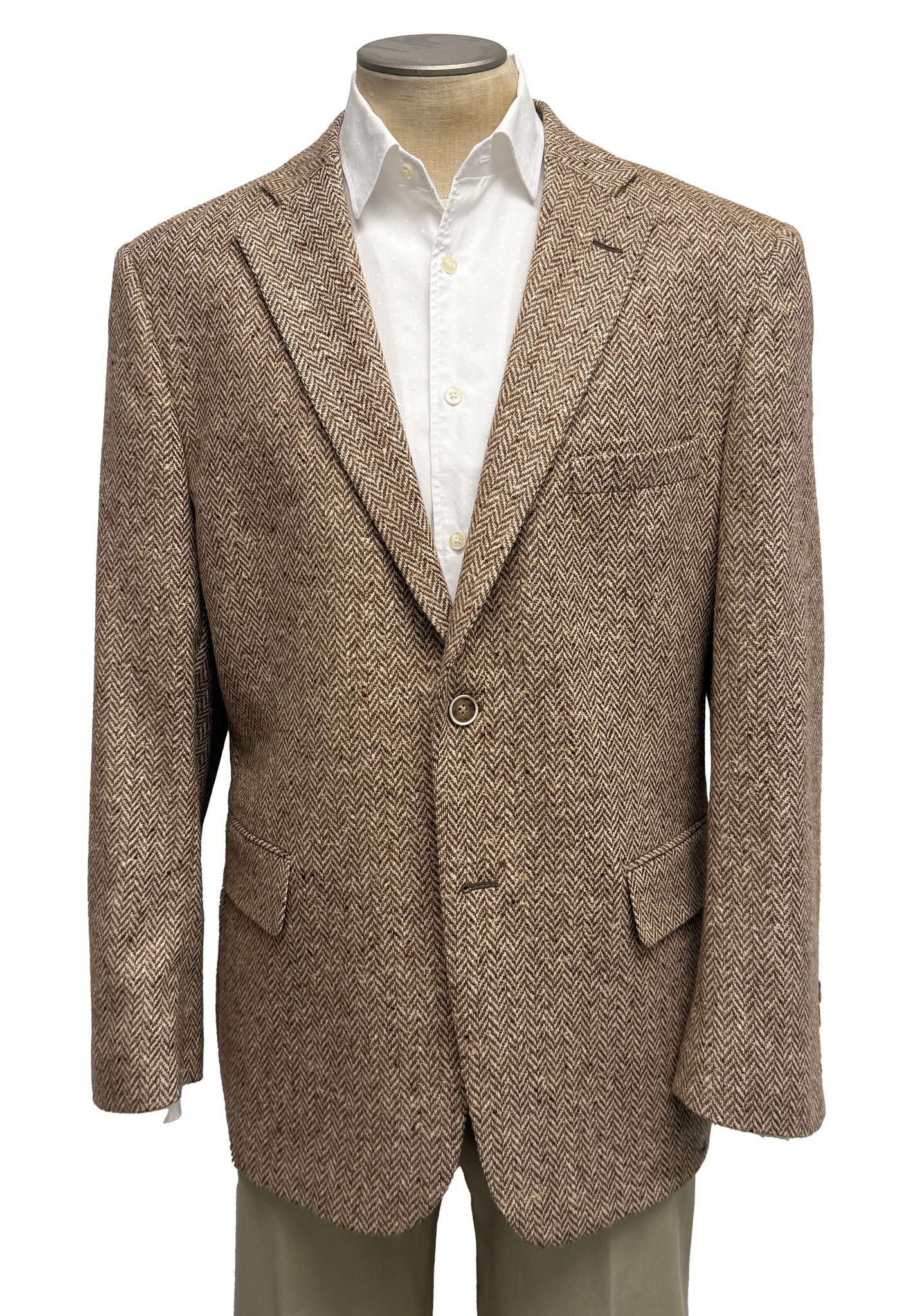 Men's Sport Coat Classic Cut - TAUPE HERRINGBONE - 100% WOOL