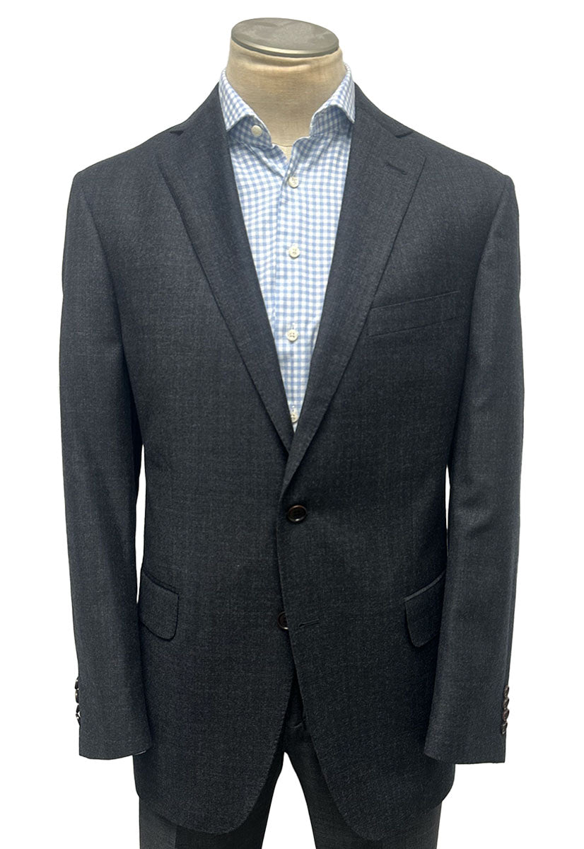 Men's Flat Front Pant Nested Suit Modern Cut - GREY TEXTURE - 100% WOOL SUPER 110'S