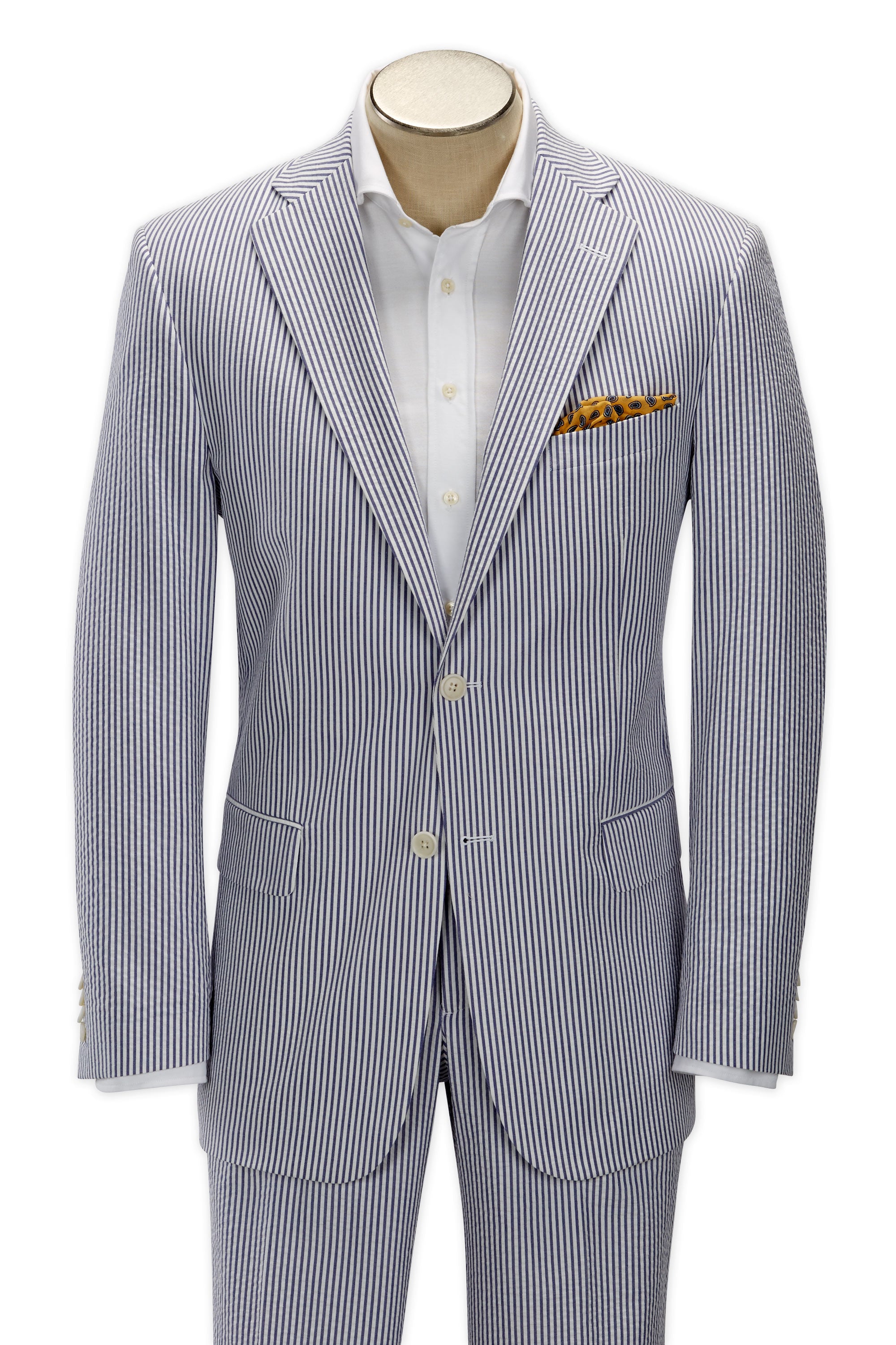 Men's Sport Coat  - Suit Separate Classic Cut BLUE SEERSUCKER 100% COTTON