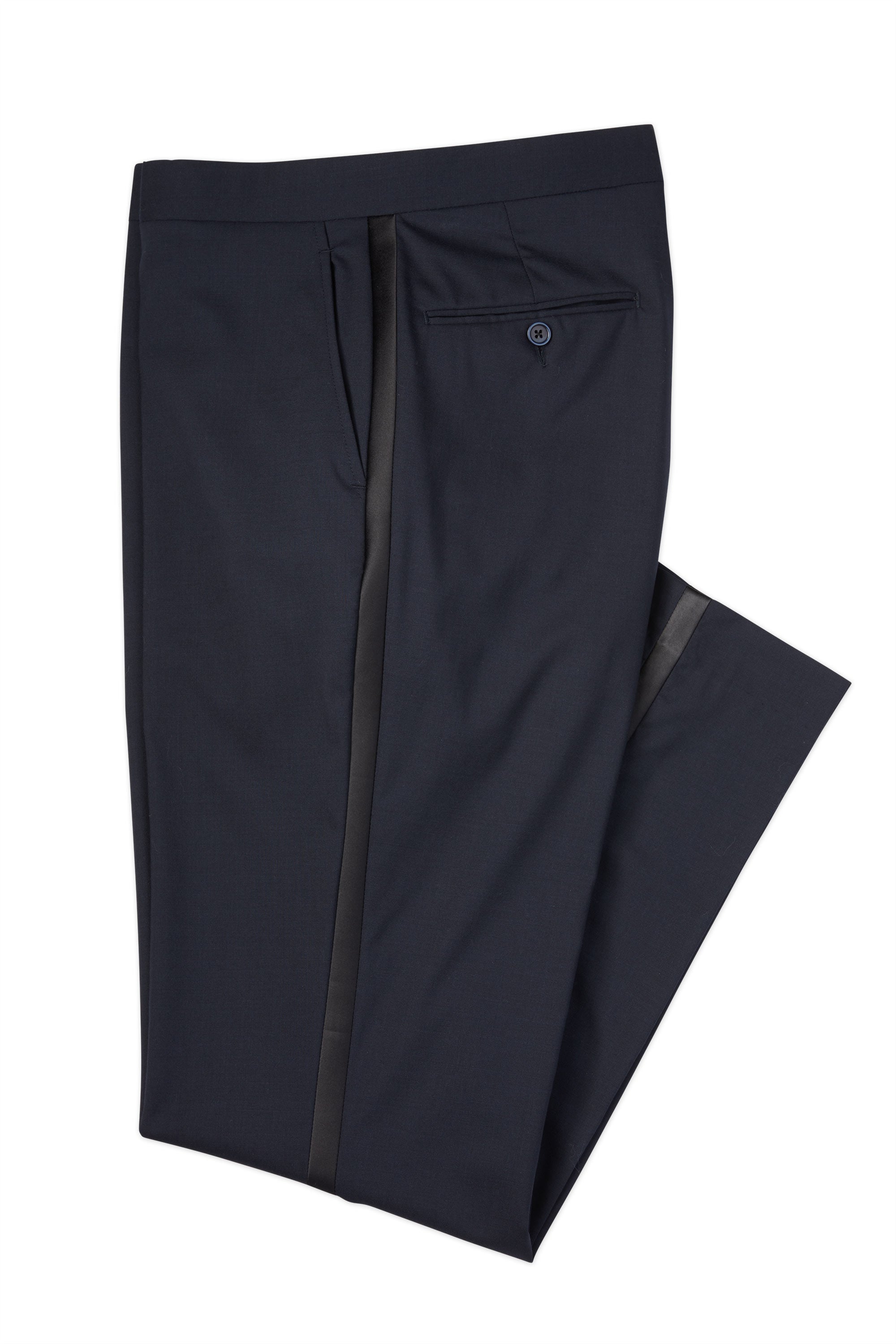 Men's Flat Front Tuxedo Pant Modern Cut - NAVY 98/2 WOOL/LYCRA SUPER100