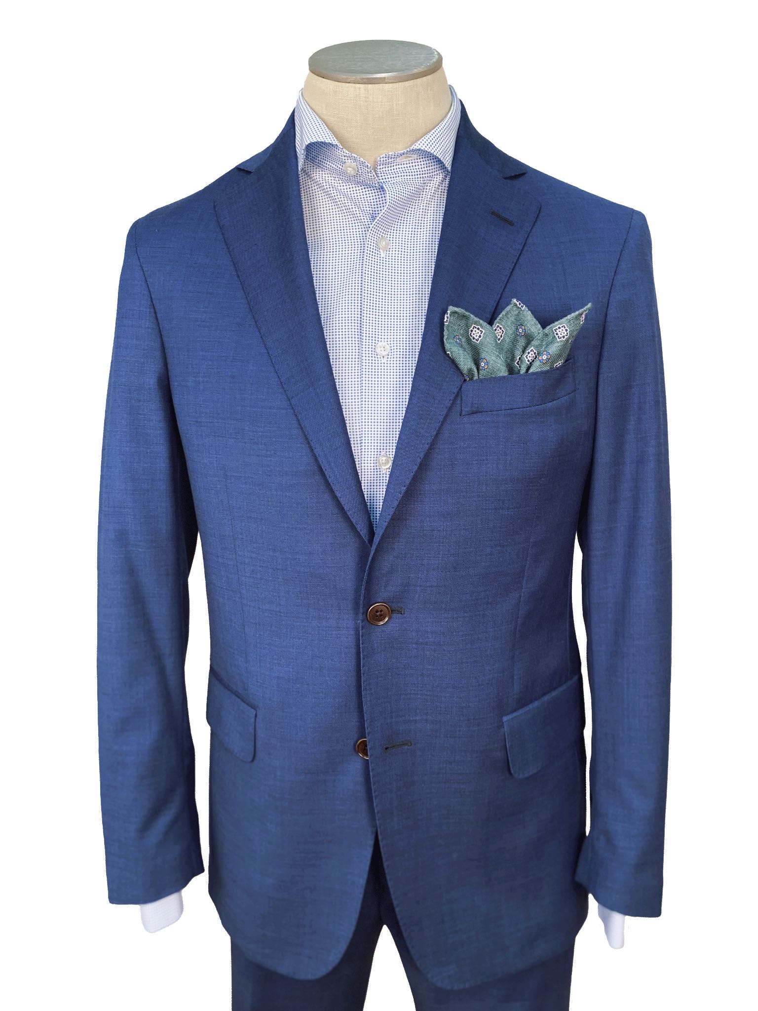 Men's Flat Front Pant Nested Suit Modern Cut - BLUE 97/3 WOOL/LYCRA SUPER120