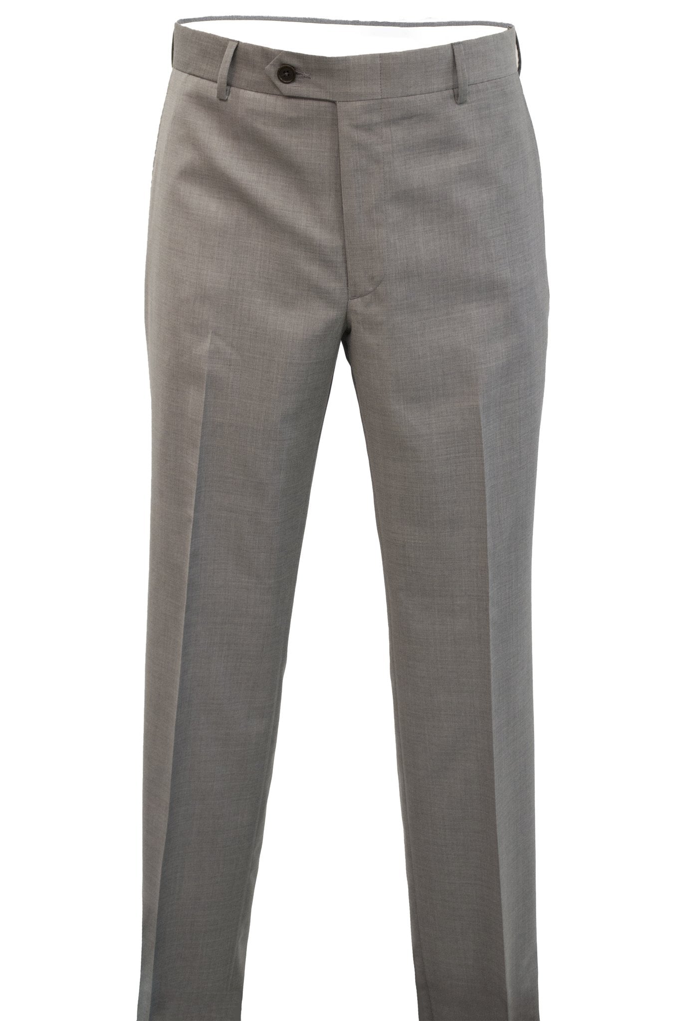 Men's Flat Front Pant Modern Cut - LT GREY - 100% WOOL SUPER 120'S