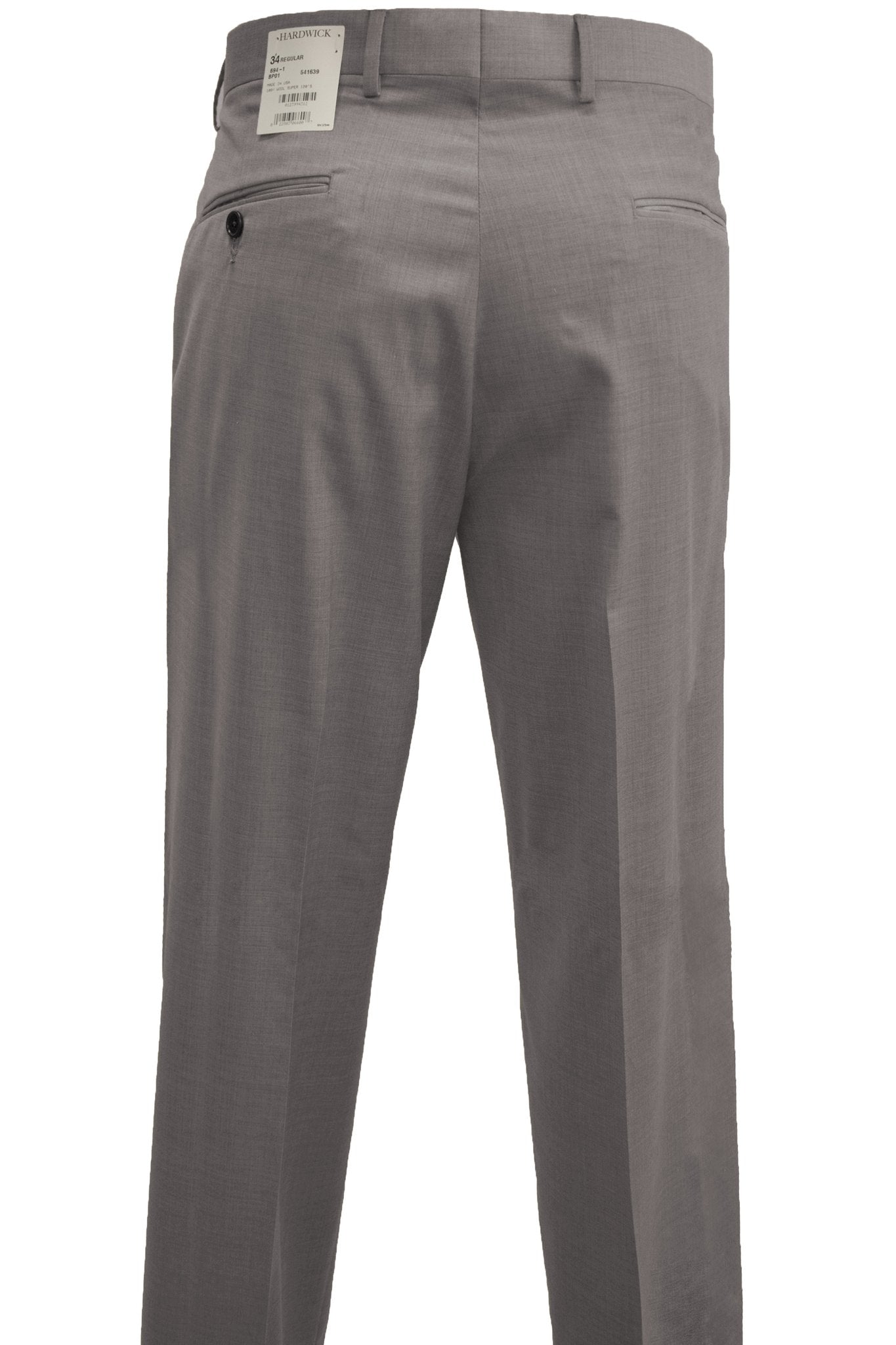 Modern Fit Gray Super 120's Wool Flat Front Dress Pant Made in USA –