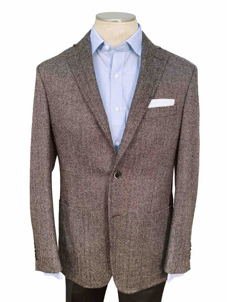 picture of Men's Sport Coat Modern Cut - BROWN HERRINGBONE - 95% WOOL/5% CASHMERE