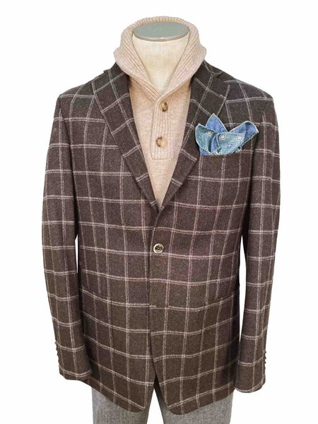 picture of Men's Sport Coat Modern Cut - BROWN W'PANE - 94/6 WOOL/CASHMERE