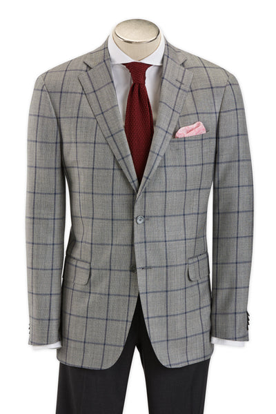 picture of Modern Fit Grey with Navy Windowpane Sport Coat