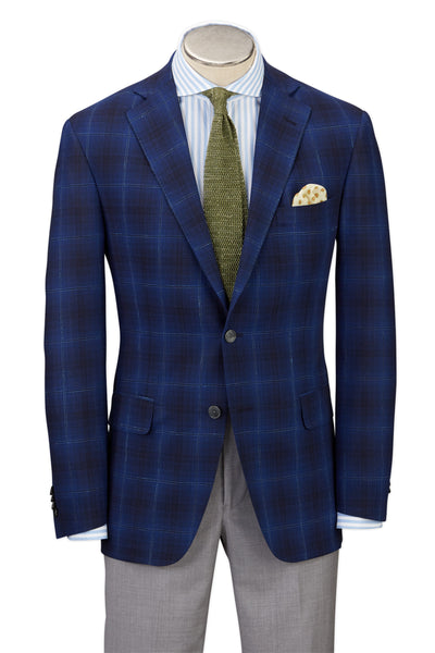 picture of Men's Sport Coat Modern Cut - BLUE PLAID - 100% WOOL