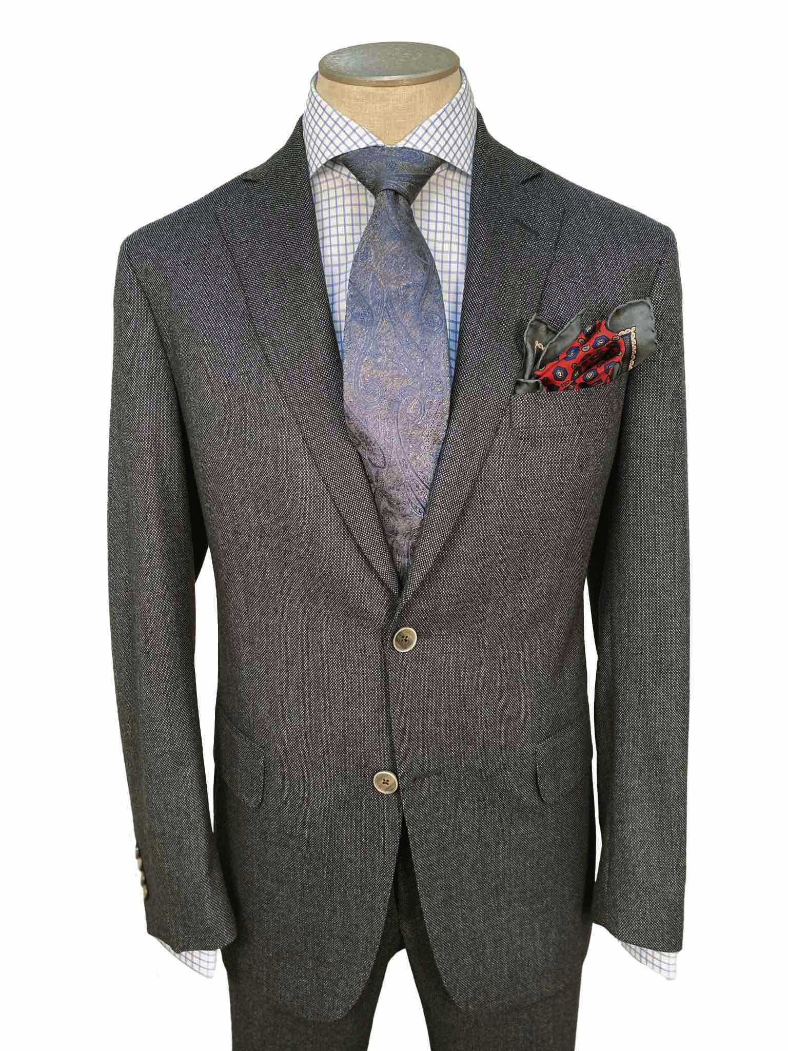 Men's Flat Front Pant Nested Suit Modern Cut - GREY 100% WOOL
