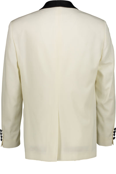 picture of Classic Fit Ivory Wool Dinner Jacket with Black Satin Shawl Collar
