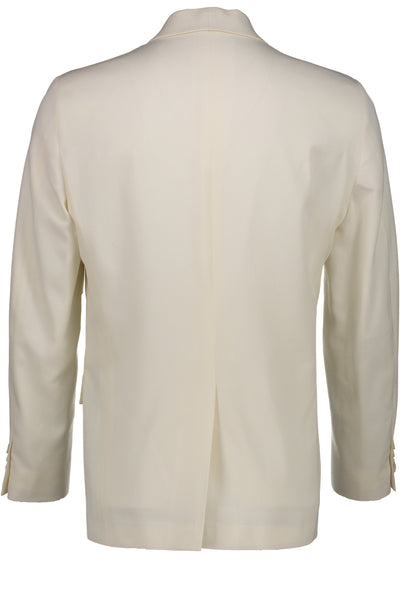 picture of Classic Fit Ivory Wool Dinner Jacket with Cream Satin Shawl Collar