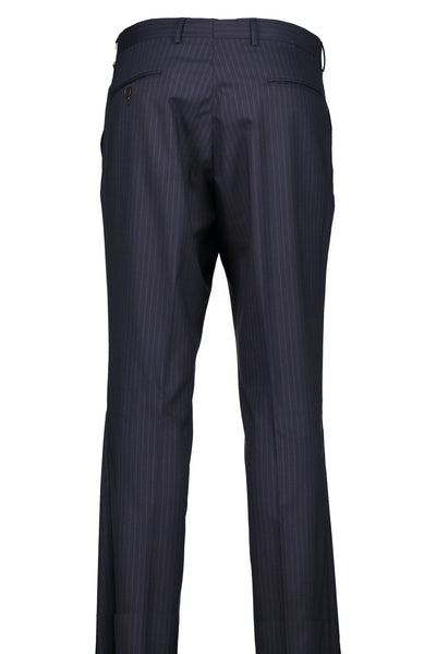 picture of Men's Flat Front Pant Classic Cut - NAVY STRIPE - 98/2 WOOL/LYCRA SUPER100