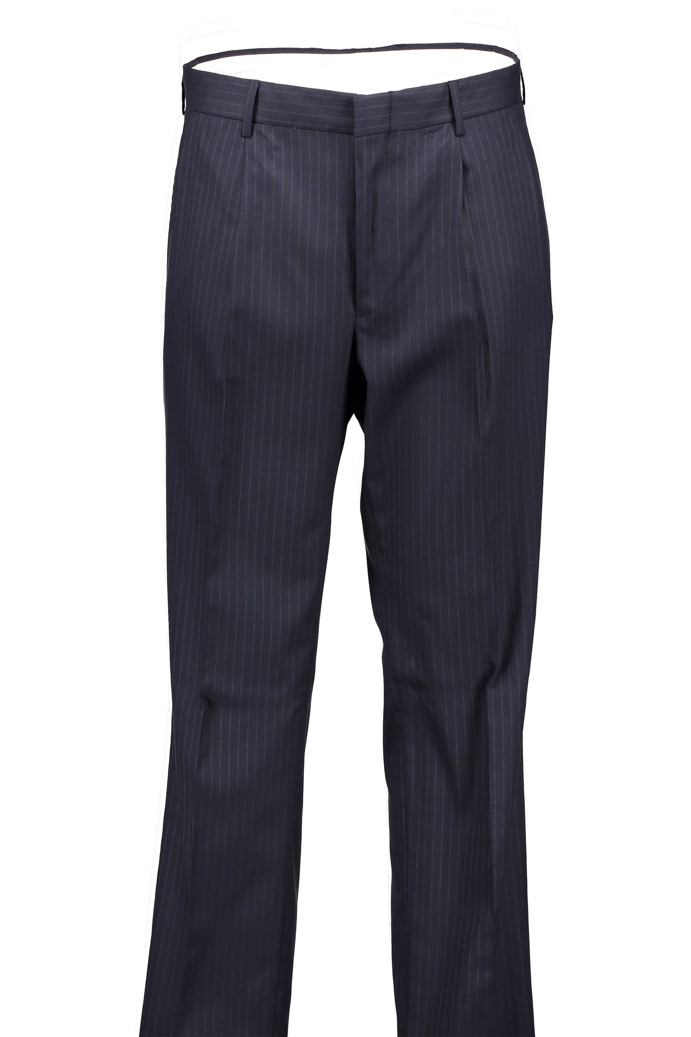 Men's Pleated Pant Classic Cut - NAVY STRIPE - 98/2 WOOL/LYCRA
