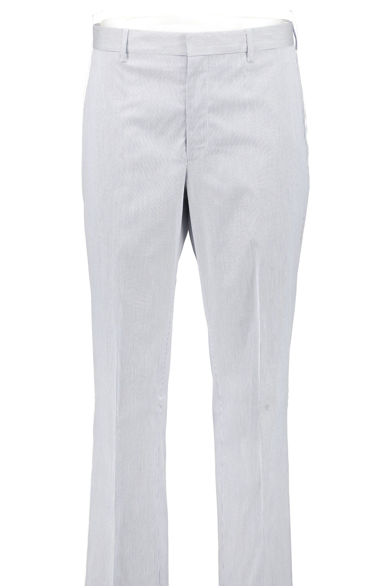 Men's Flat Front Pant - Suit Separate - Classic Cut - Blue/White Pincord -  100% COTTON