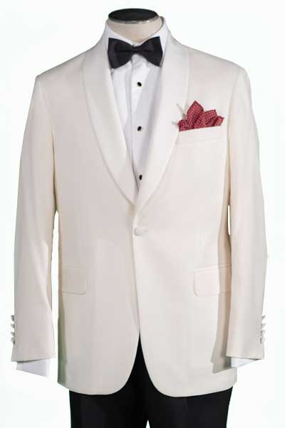 Men’s Tuxedo Jacket Modern Cut, Ivory, 100% Wool 110’s, Front of jacket image